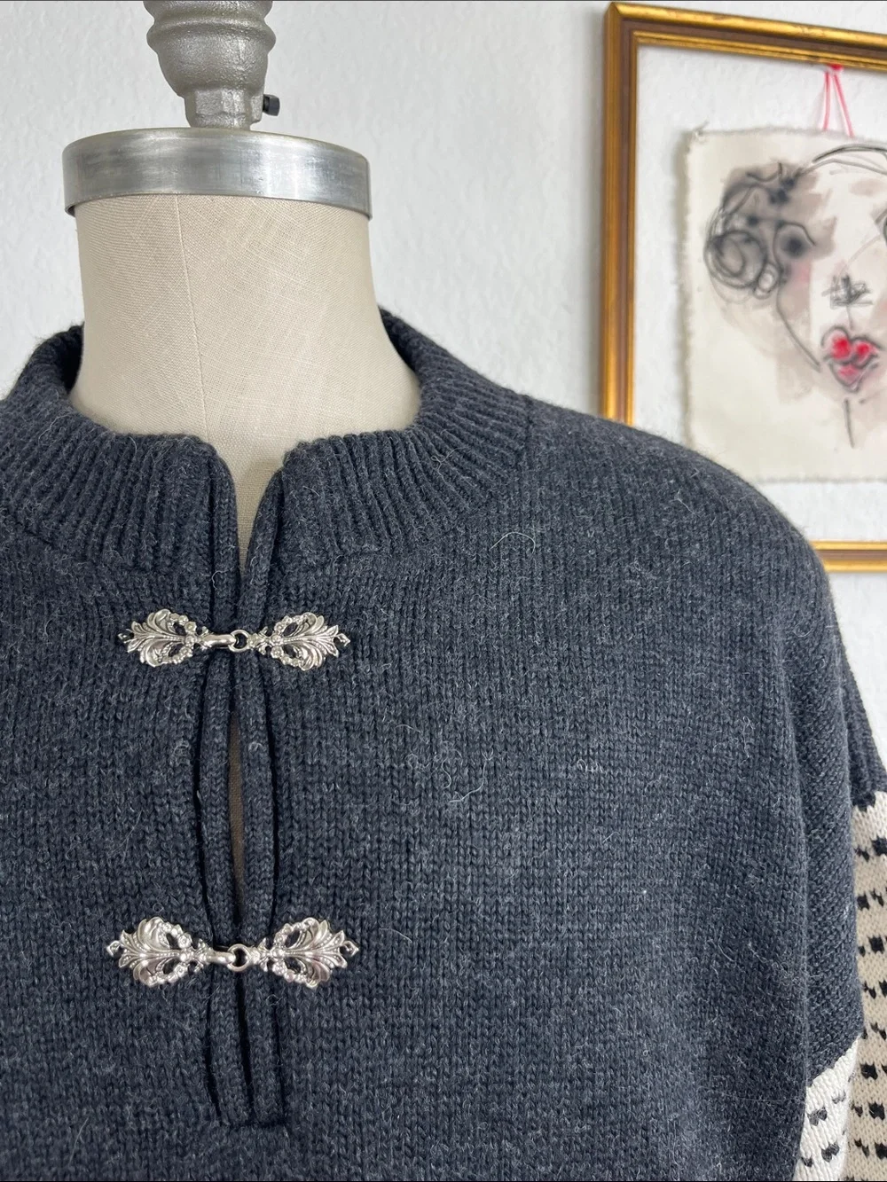 VTG Wool Norwegian Hardware Knit Dale of Norway Style Pull Over Sweater - Picture 2 of 9